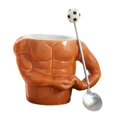 thumbnail image 4 of Taza de café de cerámica, taza Macho, taza para beber, taza de té de agua de escritorio, taza muscular con forma de músculo para bebidas calientes o cuchara de futbol, 4 of 10
