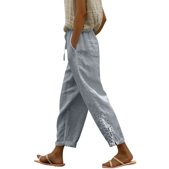 Summer Pants for Women Cute Business Clothes for Women Drawstring Pants Dressy Womens Fall Clothes Casual Athletic Pocket Lightweight Casual Warm Womens Yoga Size Grey L