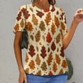 thumbnail image 6 of Autumn Harvest Maple Leaves Thanksgiving Women's Short Sleeve Tops Casual Blouses T Shirt, 6 of 6