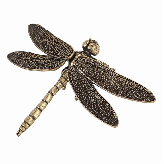 Mini Brass Dragonfly Casting Animal Figurine Retro Style Metal Sculpture Home Desktop Craft Decoration