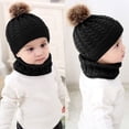 thumbnail image 2 of SinhoonToddler Kids Warm Beanie Crochet Cap Scarf 2pcs Baby Sets Solid Color Winter New Baby Boy Knit Hats Girl Hat, 2 of 3