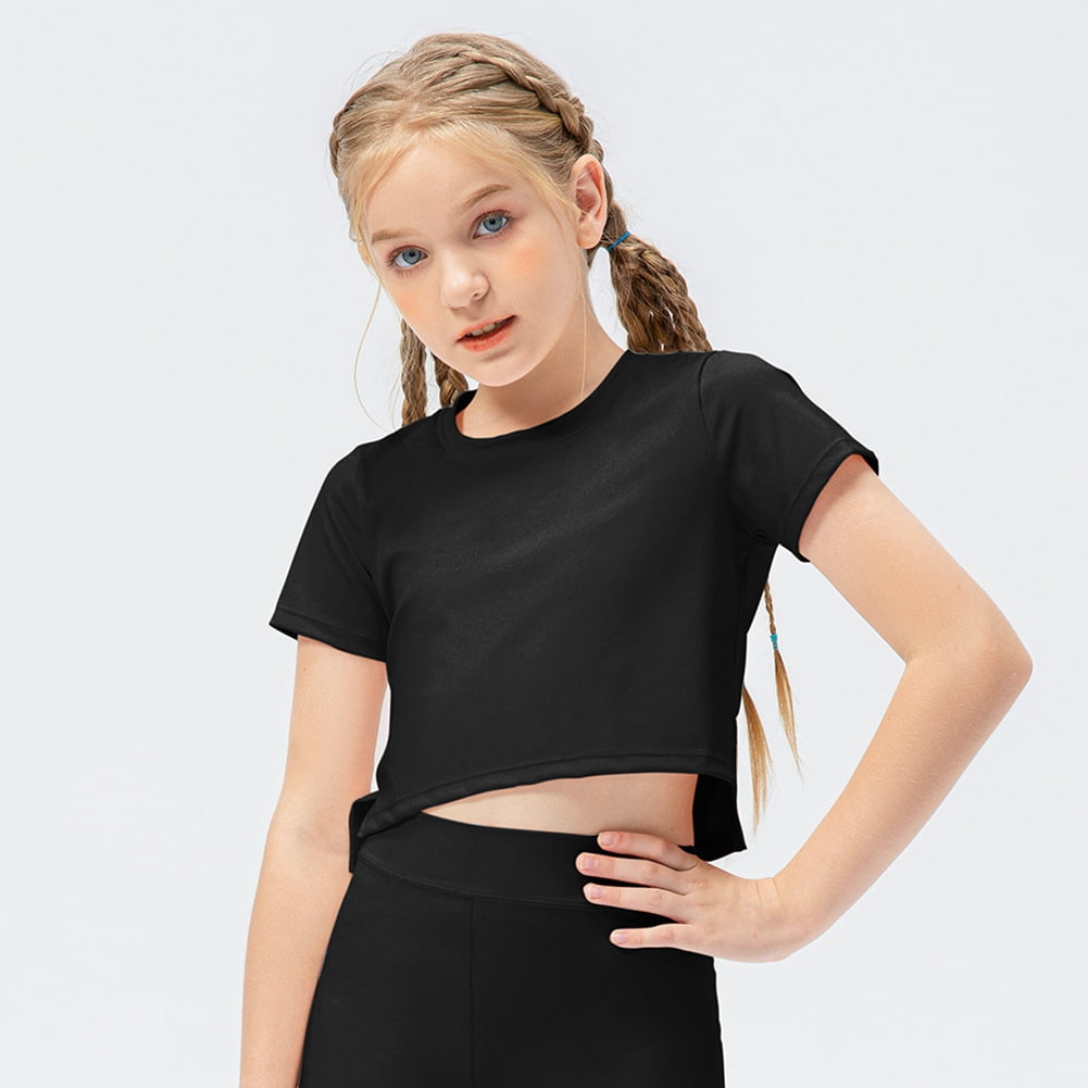 送料無料 通販 激安 Crew Girls GYRATEDREAM Neck Summer T-Shirts Kids Tops Crop Gymnastics