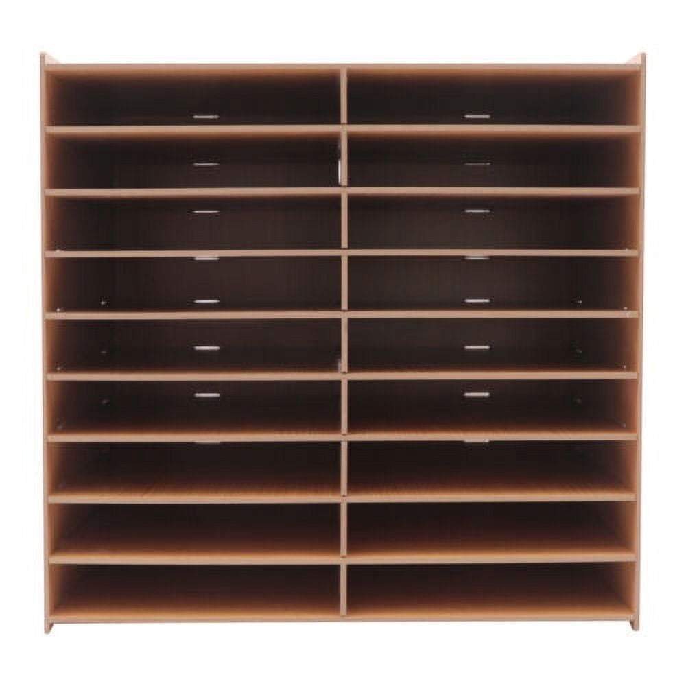 18 Grids File Rack Organizer Golden Wood Folder Holder Floor / Desk Mounted