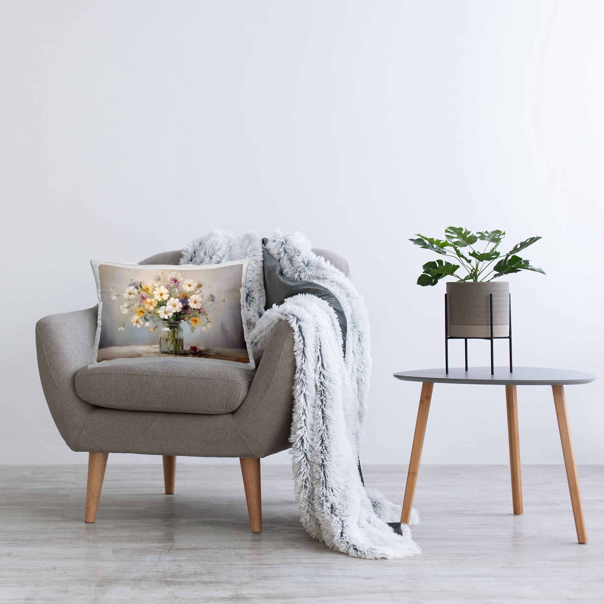 Stupell Industries Wildflowers in Glass Jar Decorative Printed Throw Pillow Design by Franklyn Gregory.