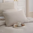 thumbnail image 6 of Move Over Linen Grey Comforter Set Queen Beige Grey Bedding Sets Pom Poms Pattern Microfiber Filling, 6 of 8