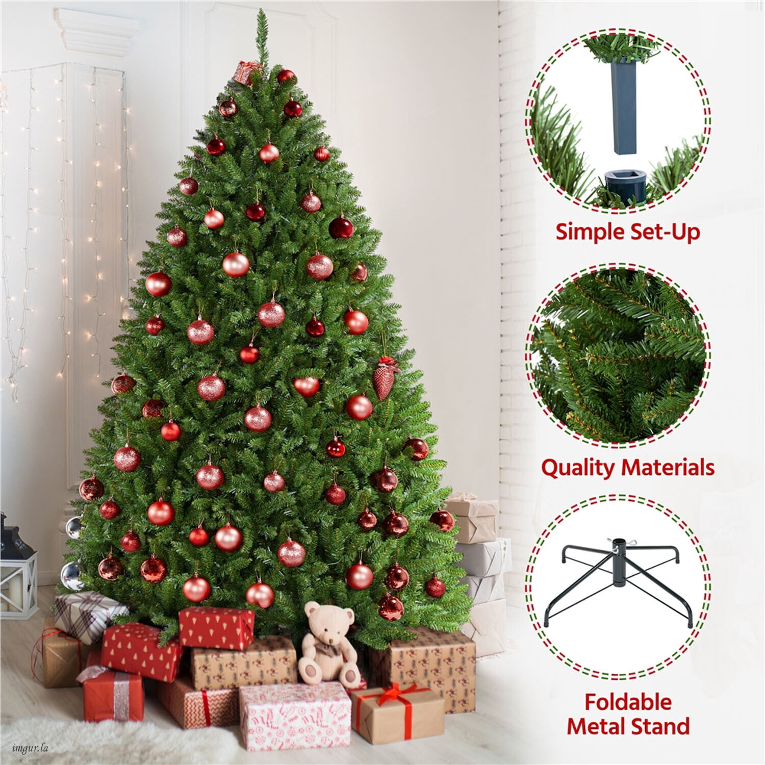 Alden Design 6FT Ultra-Thick Artificial Christmas Tree with Foldable Stand and 1614 Tips,Green
