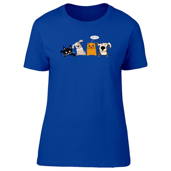 Dogs & Cats Thinking About Fish Tee Women's -Image by Shutterstock