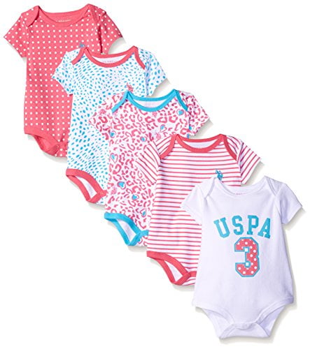 Marca: U.S Polo Assn POLO ASSN.U.S Baby Girls' 5 Piece Bodysuit Set 