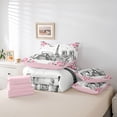 thumbnail image 6 of Castle Fairy Vintage Paris Eiffel Tower Twin Bedding Sets 7-Piece for Teens Girls Female,Romantic Floral Pink Rose Bedding Comforter Set Microfiber,Happy Valentine's Day Breathable Sheet Sets, 6 of 8