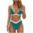 thumbnail image 2 of Traje de baño para mujer, bikini de tirantes con cuello en V sin mangas de color liso para mujer, traje de baño de moda, trajes de baño para mujer, 2 of 5