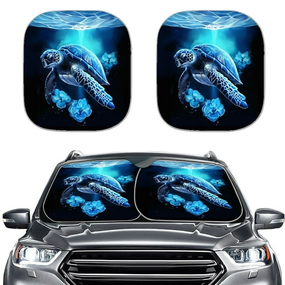 Yuyamidu Sea Turtle Car Window Shades for Truck Sedan SUV Hibiscus Car Sun Shade Set of 2 Anti-Dirty Sun Visor for Car Fashion Windshield Sun Shade Car Accessories