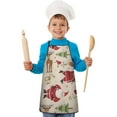 thumbnail image 2 of Beige Christmas Santa and Animal Pattern Kids Aprons for Girls and Boys,Adjustable Neck Strap Toddler Aprons for Kids Cooking Baking, 2 of 7