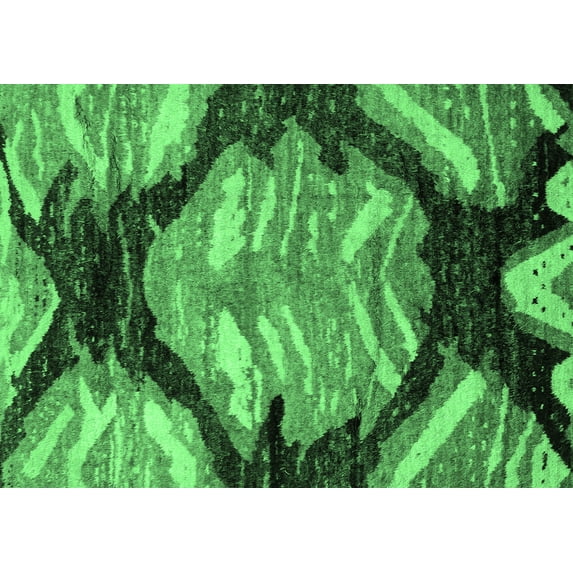 Ahgly Company Indoor Rectangle Abstract Emerald Green Modern Area Rugs, 5' x 7'