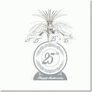 Sparkling Silver Jubilee Tabletop Dcor - Celebratory 25th Anniversary Centerpiece Party Accessory (1 count) 1/Pkg)