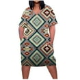 thumbnail image 2 of Robes pour Femmes Grande Taille Robe pour Femmes Col en V Robes d'Été Décontractées avec Poches Manches Courtes en Liquidation, 2 of 5