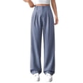 thumbnail image 2 of Women High Waisted Work Pants Business Casual Outfits Office Dress Pants Trousers with Pockets Blue S, 2 of 6