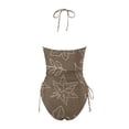 thumbnail image 5 of MKLEKYY Trajes De Baño Mujer 2 Piezas Women'S Fashionable Summer Maple Leaf Line Print Sexy Lace Up Split Swimsuit, 5 of 5