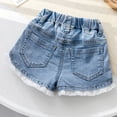 thumbnail image 6 of MKOSPLRT Girls' 2-13 Years Summer Tassel Denim Shorts Kids Elastic Waist Baggy Flower Jean Shorts Baggy Wide Leg Shorts De Mezclilla, 6 of 8