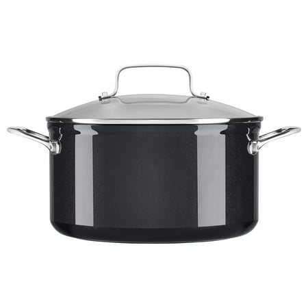 Kitchenaid Hard Anodized Nonstick 6.0-Quart Low Casserole With Lid, Black Sapphire (Kc3H160Lcbe)