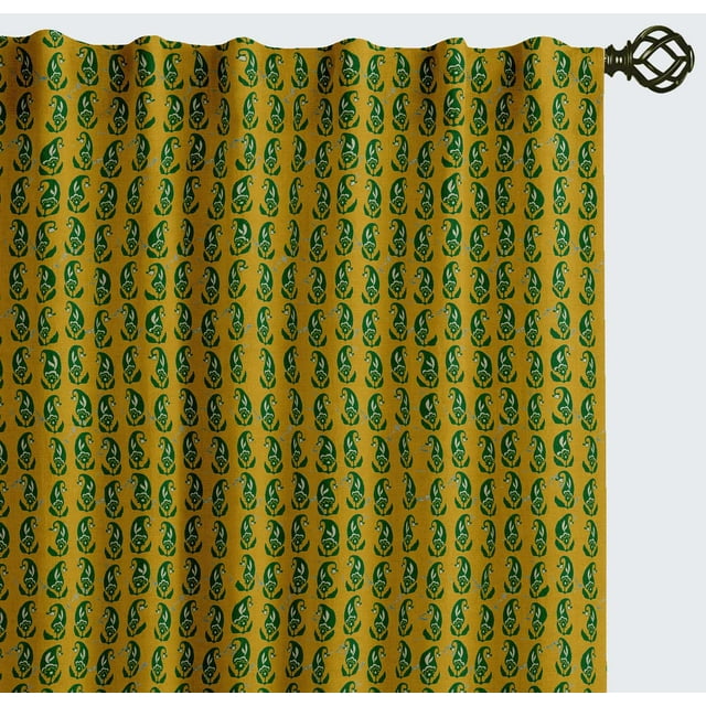 Vargottam Extra Long Cotton Curtains - 108" Length Drapes for High Ceilings or French Doors - 52"x108", Light Filtering Rod Pocket/Back Tab Drapes, Set of 2 Panels - Botanical Print (Yellow)