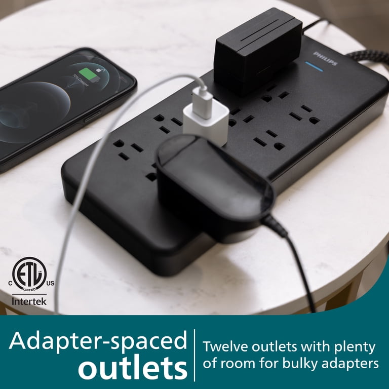 Philips 12-Outlet Surge Protector Power Strip, 6ft photo 3