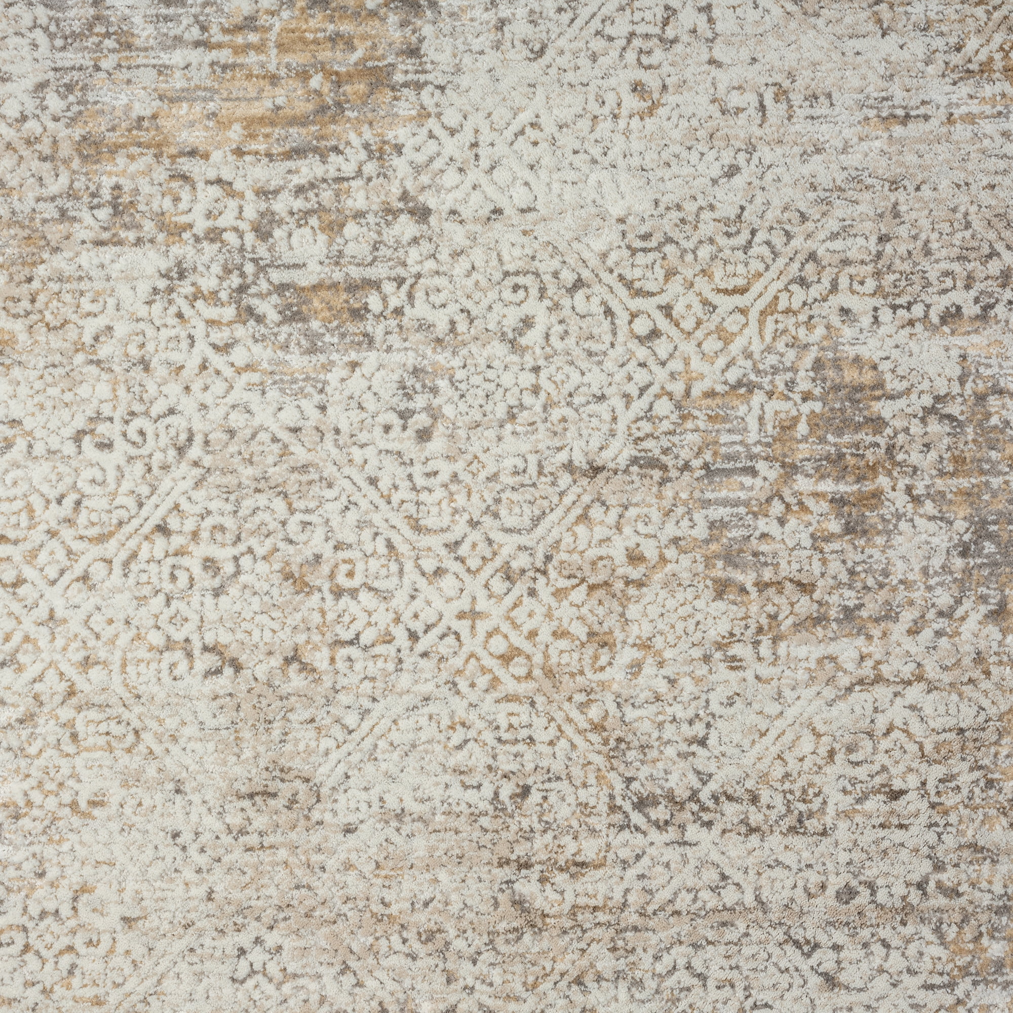 Ox Bay Claire Damask Transitional Performance Polyester Indoor Runner Rug, Gray/Beige, 2' x 10'