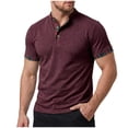 thumbnail image 2 of Ceisia Men's Slim Fit Stand Collar Polo Shirts, Breathable Stretch Plaid Trim Casual Summer Tops Gifts, 2 of 6