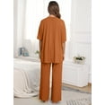 thumbnail image 4 of MINTREUS Lounge Sets for Women Knit Short Sleeve Tops and Long Pants Soft Comfy Pajamas Set Oversized 2 Piece Outfits S-4X, 4 of 8