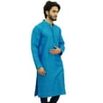 thumbnail image 2 of Atasi Ethnic Men's Long Kurta Blue Bollywood Designer Shirt Wear-XXX-Large, 2 of 7