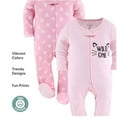 thumbnail image 3 of The Peanutshell Sleep n Play Footed Baby Pajamas Sleepwear Set, 0-3 Months, Pink, 3-Pack, 3 of 5