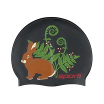 Sporti Silicone Swim Cap, Lightweight & Snug, Forest Friends Design, Latex-Free