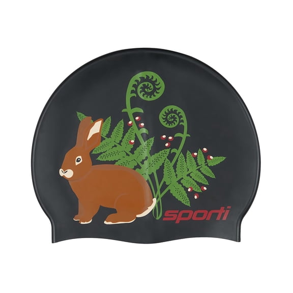 Sporti Silicone Swim Cap, Lightweight & Snug, Forest Friends Design, Latex-Free