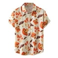 thumbnail image 2 of Hemlock Mens Summer Tops Short Sleeve Tshirts Workout Button Up Shirts,Male Casual Mushroom Print Shirt Turn Down Collar, Orange M, 2 of 6