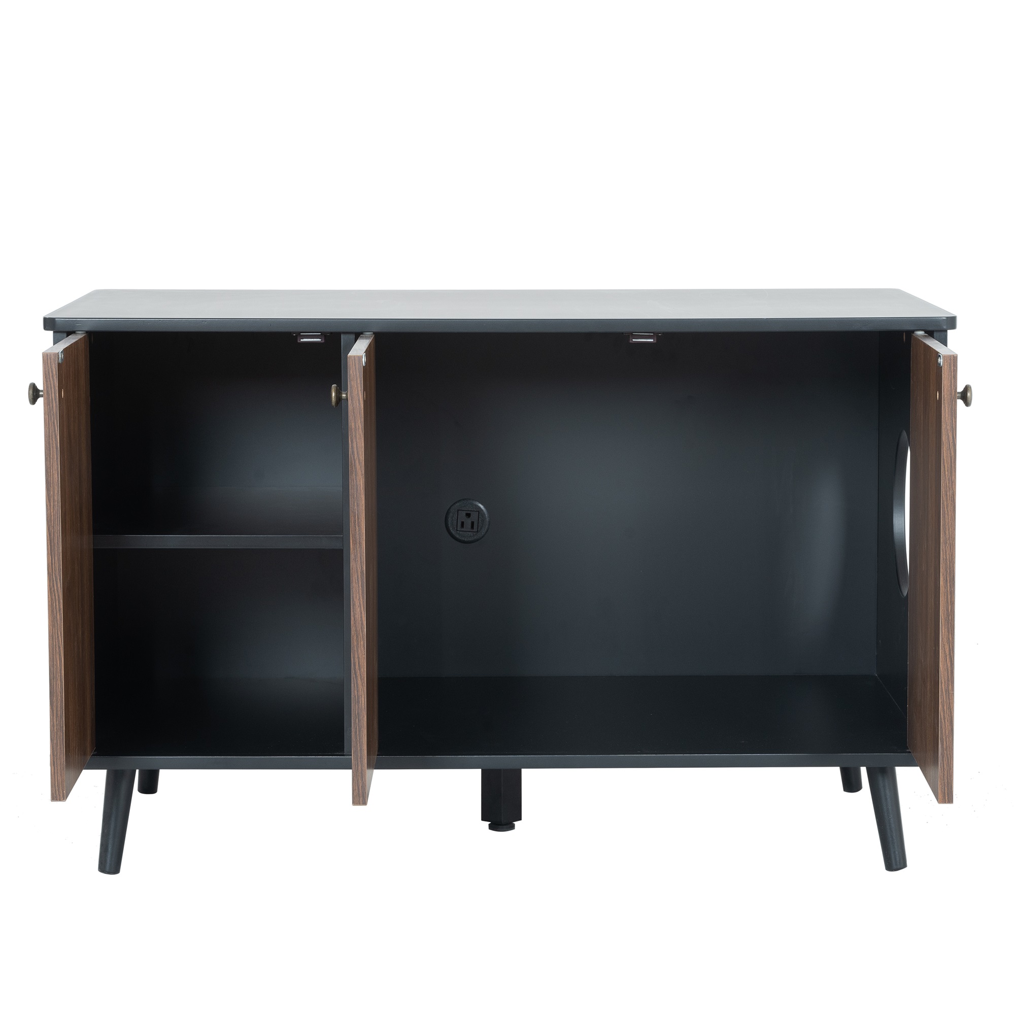 Pefilos 39" Litter Box Enclosure, Cat Litter Box Furniture with Hidden Plug, 3 Doors Indoor Cat House Washroom, Black+Brown Pefilos 39" Litter Box Enclosure, Cat Litter Box Furniture with Hidden Plug, 3 Doors Indoor Cat House Washroom, Black+Brown