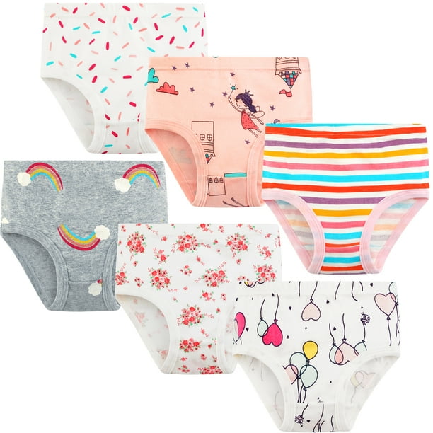 Girls Underwear Cotton Briefs, 6 Packs Girls Training Pants 2T 3T 4T 5T