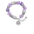 thumbnail image 2 of Delight Jewelry Silvertone Peace - Round Seal Purple Butterfly Bead Charm Bracelet, 7"+1" Extender, 2 of 5