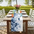 thumbnail image 4 of Navy Blue Flowers 72 Inch Table Runner, Summer Pastoral Botanical Farmhouse Dresser Scarf Cotton & Linen Tablerunner for Dining/Kitchen Island/Holiday Party Décor 13" x 72", 4 of 9