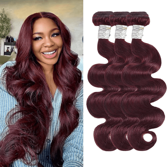 Ustar 99J Burgundy Body Wave Basic Human Hair 16 Inch Brazilian Virgin Hair Blended Hair for Women