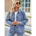 thumbnail image 2 of Womens Jean Jackets Long Sleeve Fashion Button Down Denim Jacket with Pockets Light Blue S, 2 of 8