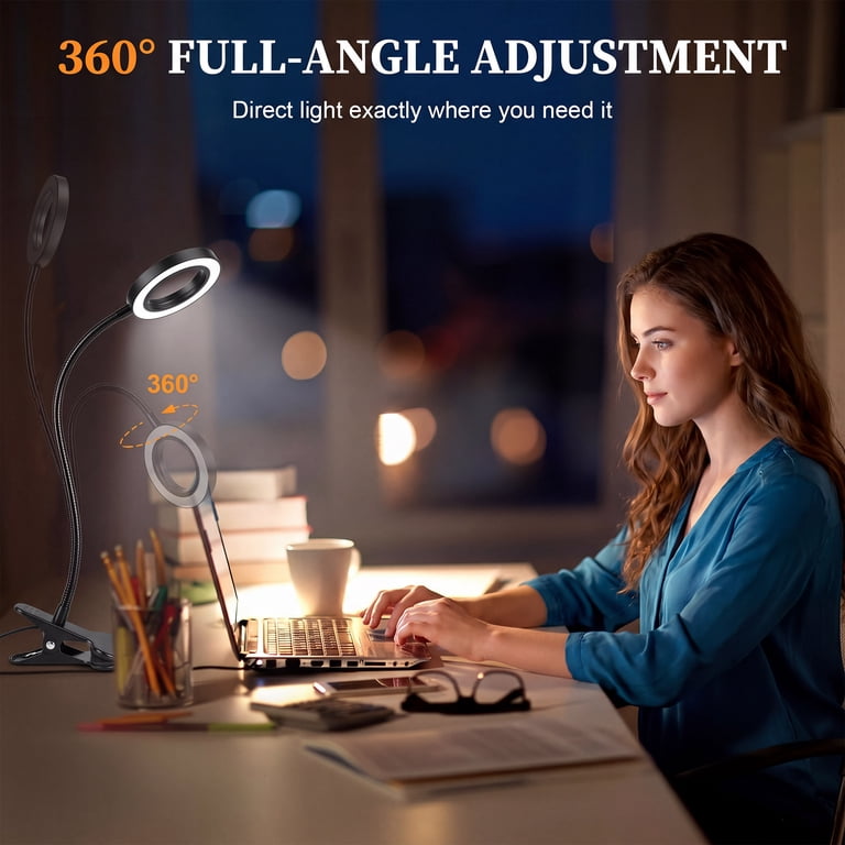 IJIL LED Clip Desk Lamp, 3 Color Modes & 10 Brightness photo 2