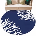 thumbnail image 2 of Sea White Coral Blue Round Living Room Rugs 5 ft, Marine Background Modern Art Washable Area Rug with Non-Slip Sturdy Edge Binding Round Carpet for Entryway Kitchen Bedroom Bathroom, 2 of 9