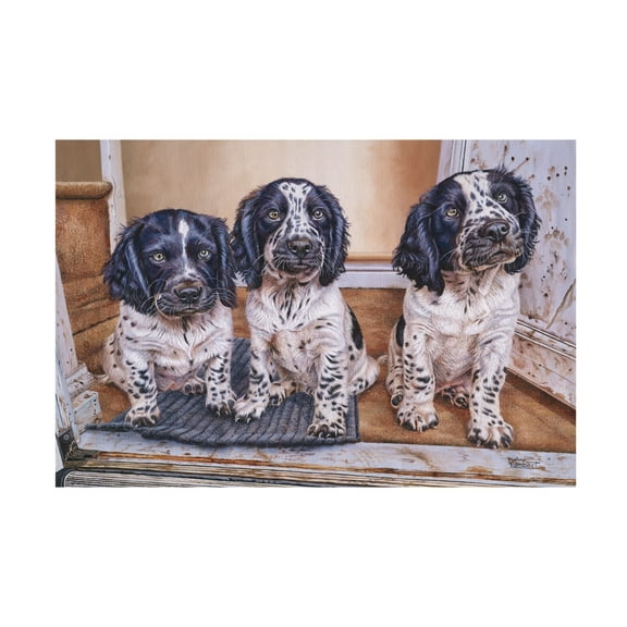 Canvas Wall Art - Delene Lambert 'Delene Puppies' Wall Art for Living Room, Bedroom, or Office Décor by Trademark Fine Art - 19 x 12 Inches