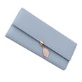 thumbnail image 3 of Billetera para mujer Billetera larga de PU de gran capacidad con colgante de hoja Tarjetero portátil Billetera para adultos Azul claro diario, 3 of 10