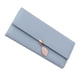 thumbnail image 3 of Billetera para mujer Billetera larga de PU de gran capacidad con colgante de hoja Tarjetero portátil Billetera para adultos Azul claro diario, 3 of 10