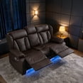 thumbnail image 2 of 72.8" Manual Loveseat Recliner Sofa,Reclining Loveseat with Flip-Up Backrest Console,Home Theater Seating with LED Lights,USB,Outlets,Storage, Wall Hugger Recliner Couch for Living Room, 2 of 11