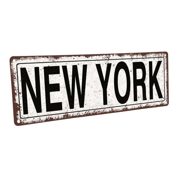 New York 4"x12" Metal Sign, Wall Décor for Home and Office