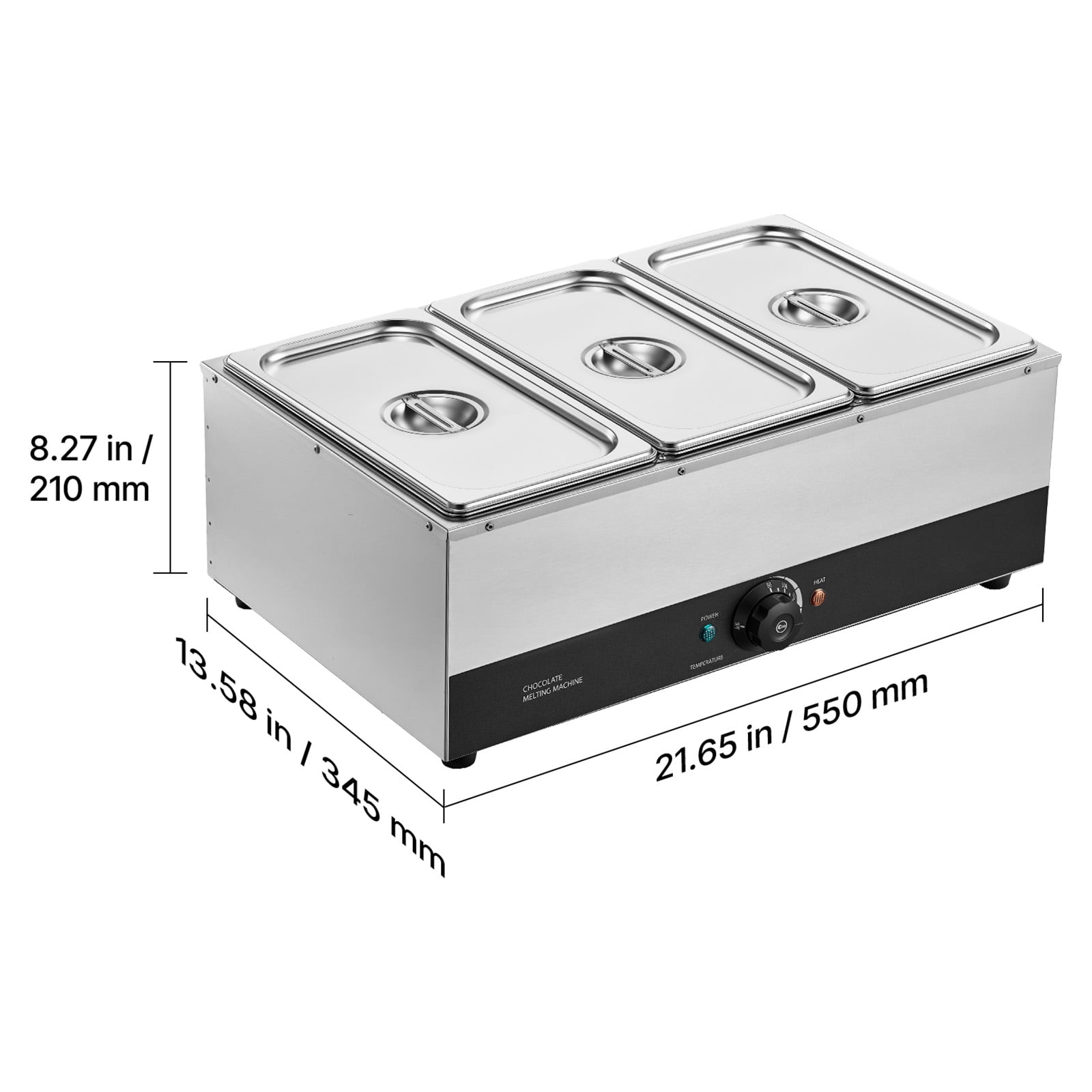 KFFKFF Chocolate Melting Machine with 3 Tanks, 27 Lbs Capacity, 1200W Power, Water Bath Heating System, Stainless Steel Construction, Adjustable Temperature Range from 86℉ to 185℉, Ideal for Melting