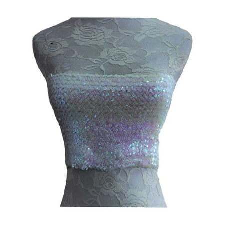 nochalofo Mardi Gras Corset Tops  Sequin Sleeveless Crop Tube Top Fashion Holiday Womens Sparkling Sequins Stretch Clubwear Top  White