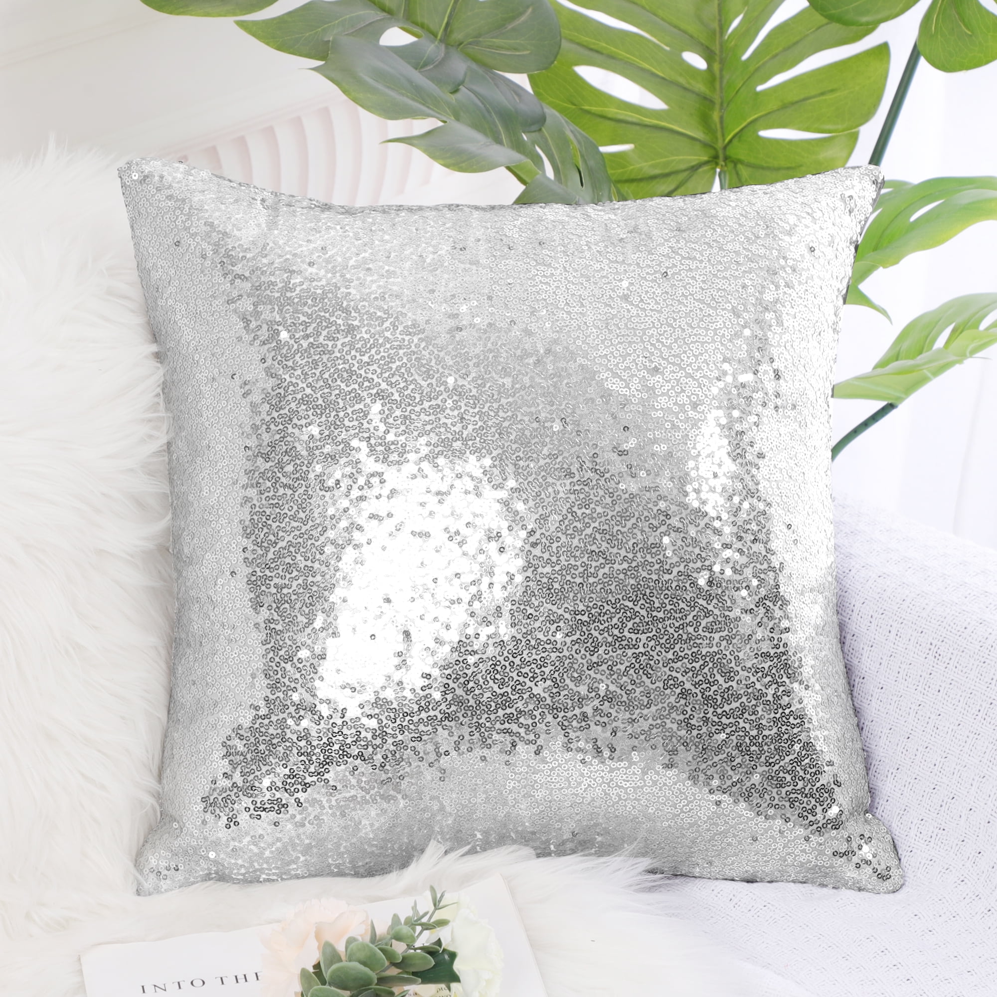 PERSONALISED CUSHION GREY SILVER CRUSHED VELVET GIFT RESERVED FOR DAD CHRISTMAS 