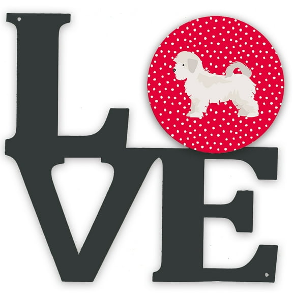 Maltese Puppy Cut Love Metal Wall Artwork LOVE Red